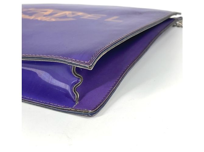 Borsa a spalla in vinile viola Chanel Porpora - vista 5