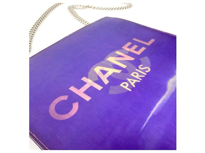 Borsa a spalla in vinile viola Chanel Porpora - vista 7