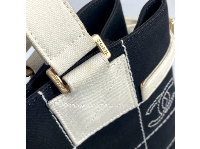 Bicolor Tote Bag Chanel CC Coco Mark Schwarz Weiß - Ansicht 11