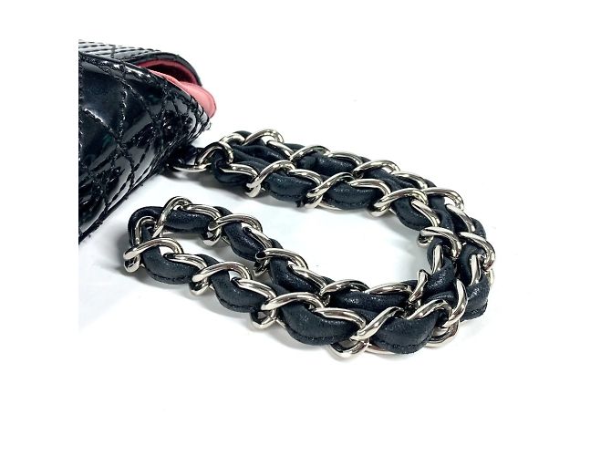 Clutch in pelle verniciata nera Chanel Nero - vista 10