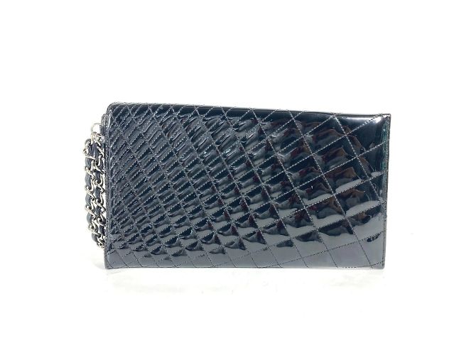 Clutch in pelle verniciata nera Chanel Nero - vista 2