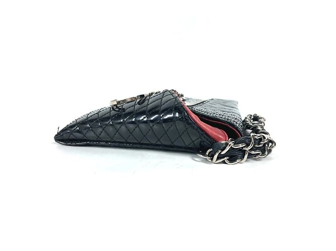 Clutch in pelle verniciata nera Chanel Nero - vista 4