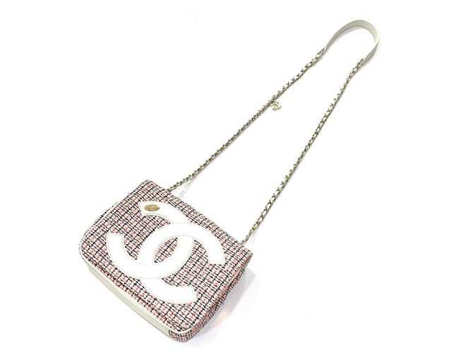 Chanel CC Coco Mark Flap Pochette Bag White Red - view 12