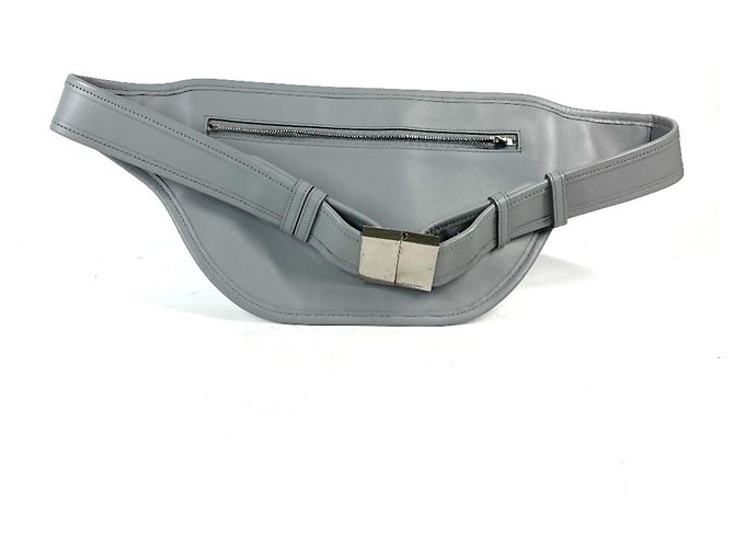 Marsupio in pelle grigia Burberry Marrone - vista 2