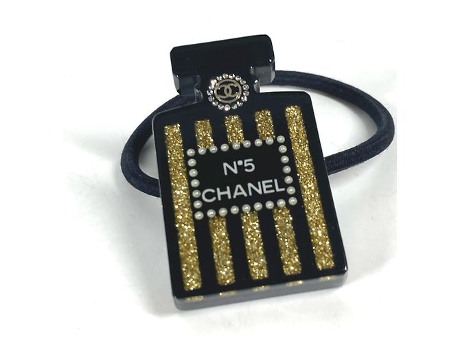 Design della bottiglia di profumo Chanel 17A Logo Elastico per capelli Nero D'oro - vista 7