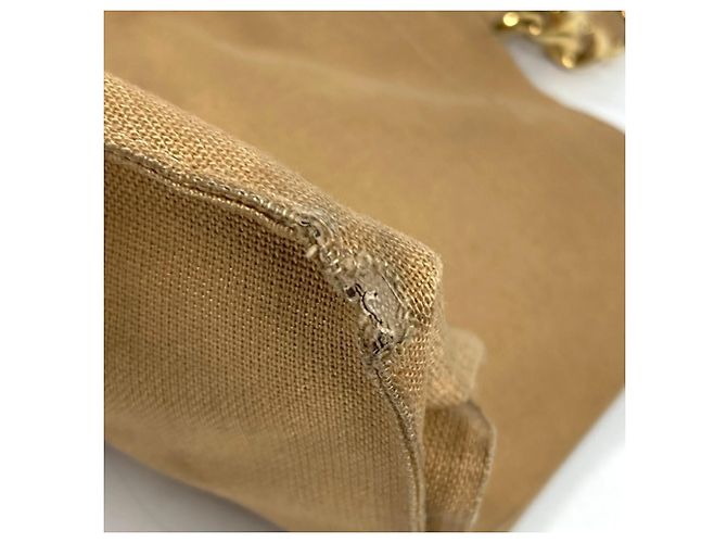 Chanel Vintage Canvas Schultertasche Schwarz Beige - Ansicht 10