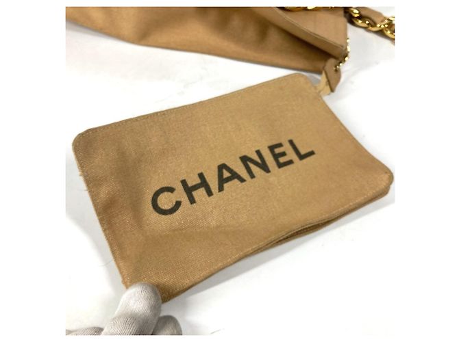Chanel Vintage Canvas Schultertasche Schwarz Beige - Ansicht 14