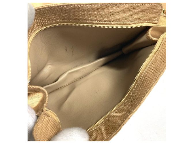 Chanel Vintage Canvas Schultertasche Schwarz Beige - Ansicht 15