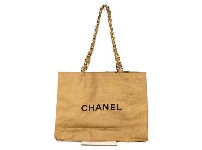 Chanel Vintage Canvas Schultertasche Schwarz Beige - Ansicht 2