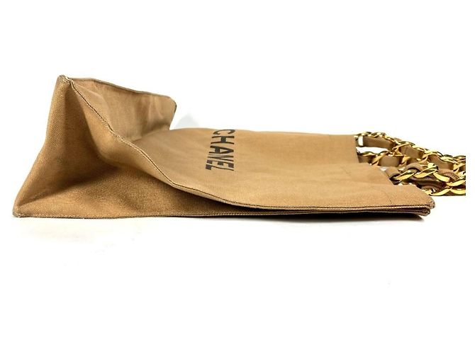 Chanel Vintage Canvas Schultertasche Schwarz Beige - Ansicht 3