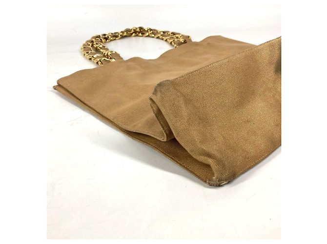 Chanel Vintage Canvas Schultertasche Schwarz Beige - Ansicht 7