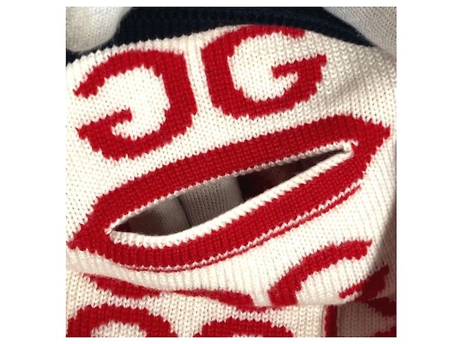 Halswärmer mit Gucci-Logo Weiß Rot - Ansicht 9
