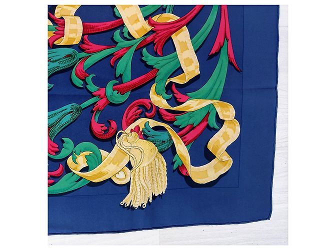 Foulard Hermès vintage 1970 Le Mors “a la Conétable” Blu Multicolore - vista 5