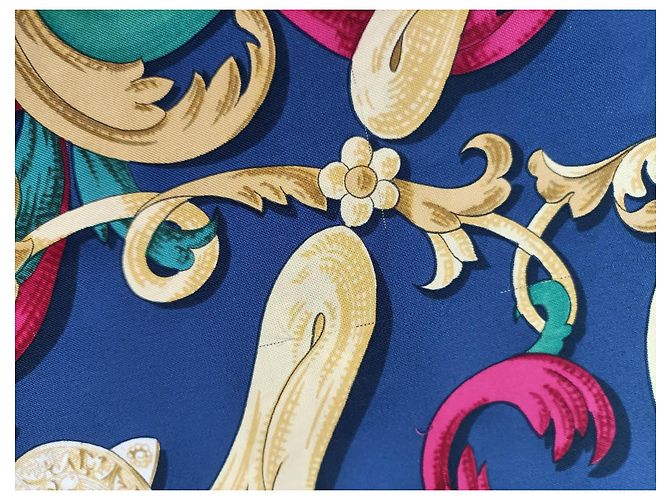 Foulard Hermès vintage 1970 Le Mors “a la Conétable” Blu Multicolore - vista 8