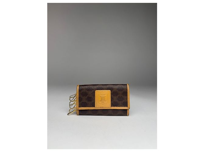 Céline Vintage Celine Paris Leather Monogram Key Holder Brown - view 10