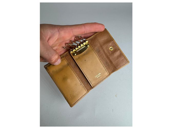 Céline Vintage Celine Paris Leather Monogram Key Holder Brown - view 3