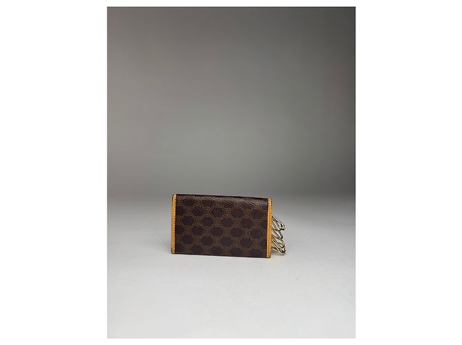 Céline Vintage Celine Paris Leather Monogram Key Holder Brown - view 6