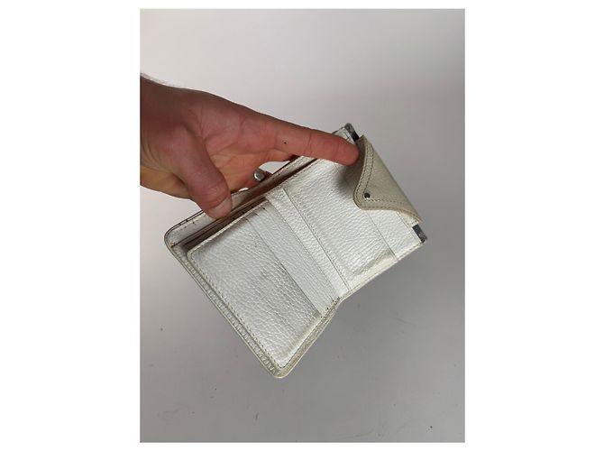 Triomphe Céline Vintage Celine Paris Denim Leather Monogram wallet white blue - view 11