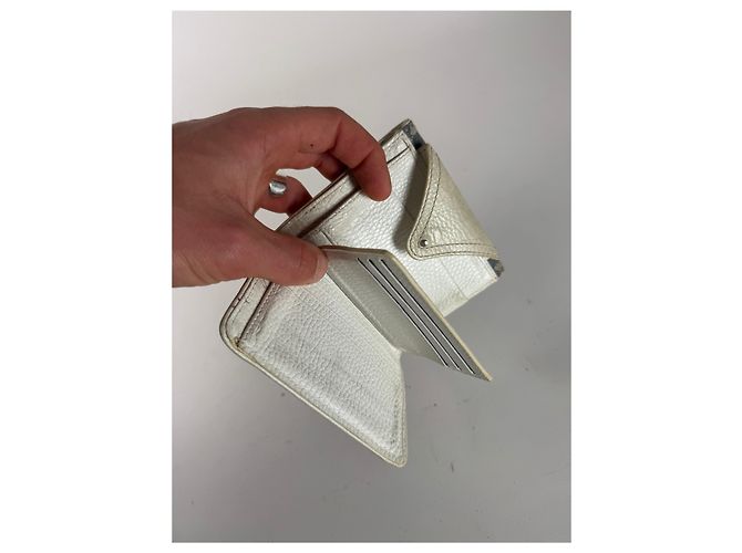 Triomphe Céline Vintage Celine Paris Denim Leather Monogram wallet white blue - view 3