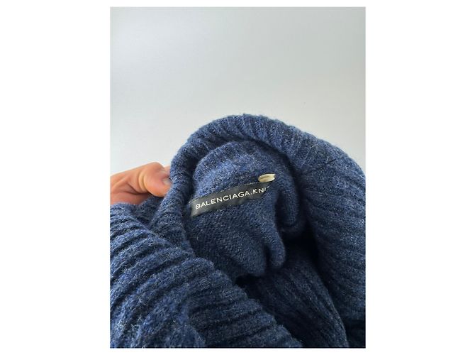 Vintage Balenciaga großer Rollkragenpullover blau Marineblau - Ansicht 10