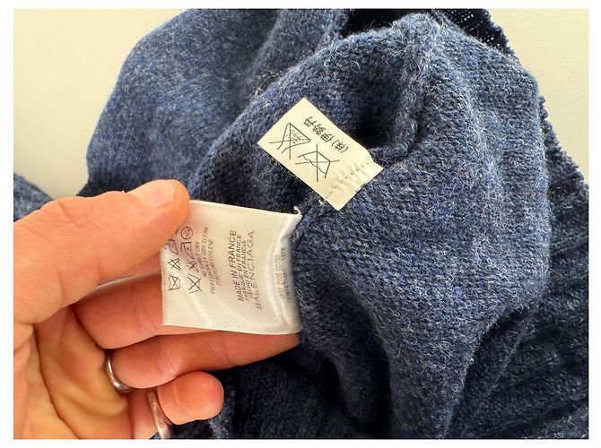 Vintage Balenciaga großer Rollkragenpullover blau Marineblau - Ansicht 9