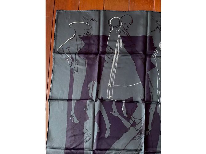 Dior Seidentuch New Look Muster 90x90 cm Schwarz Weiß Marineblau Dunkelgrün - Ansicht 4