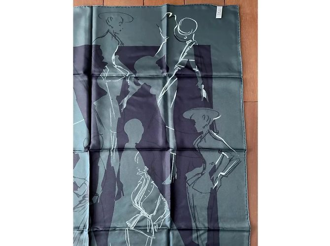 Dior Seidentuch New Look Muster 90x90 cm Schwarz Weiß Marineblau Dunkelgrün - Ansicht 5