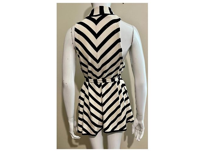 Diane Von Furstenberg Schwarzer und weißer Seidenstrick-Cardigan mit Gürtel DvF Lilo - Ansicht 3