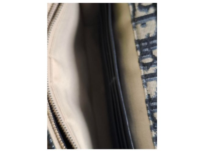 Bolso Saddle Mediano de Dior con Cadena en Lona Azul Marino - vista 14