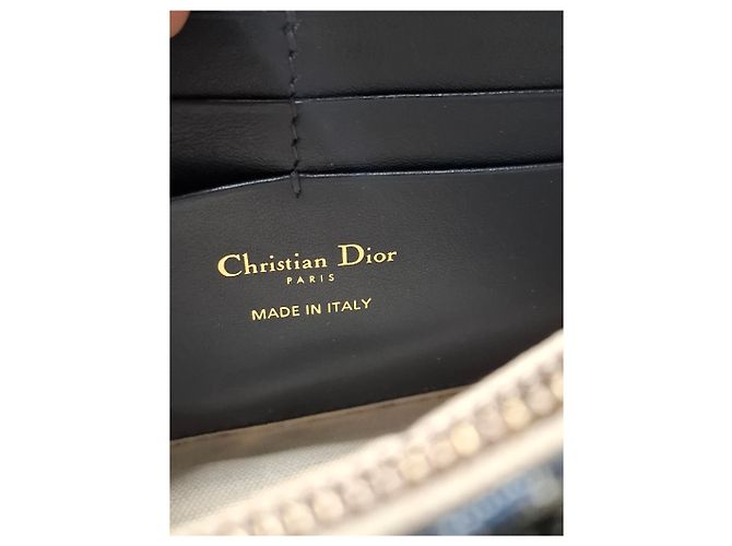 Bolso Saddle Mediano de Dior con Cadena en Lona Azul Marino - vista 15
