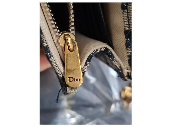 Bolso Saddle Mediano de Dior con Cadena en Lona Azul Marino - vista 16
