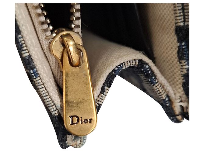 Bolso Saddle Mediano de Dior con Cadena en Lona Azul Marino - vista 8