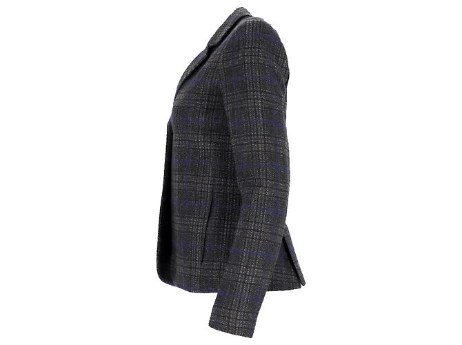 Blazer de un solo botón en lana gris Theory Plaid - vista 2