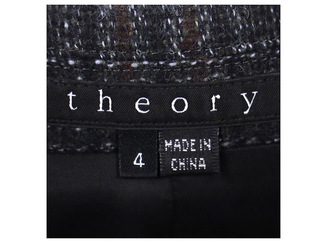 Blazer de un solo botón en lana gris Theory Plaid - vista 4