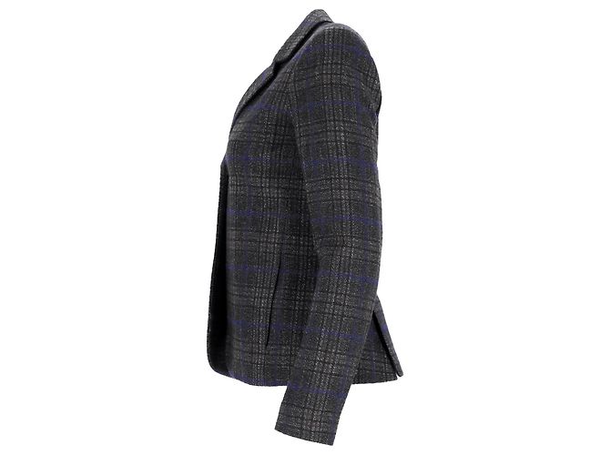 Blazer de un solo botón en lana gris Theory Plaid - vista 7