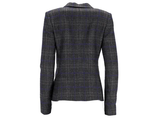 Blazer de un solo botón en lana gris Theory Plaid - vista 8