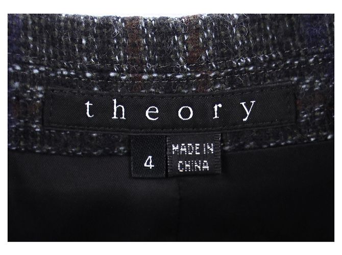 Blazer de un solo botón en lana gris Theory Plaid - vista 9