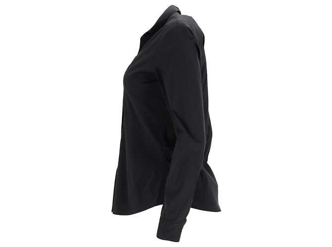 Camisa de manga larga con botón Theory en algodón negro - vista 2
