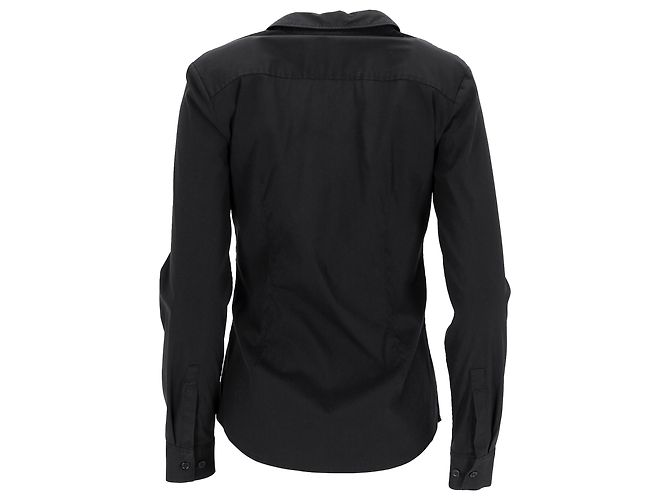 Camisa de manga larga con botón Theory en algodón negro - vista 3
