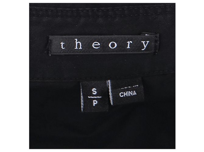 Camisa de manga larga con botón Theory en algodón negro - vista 4
