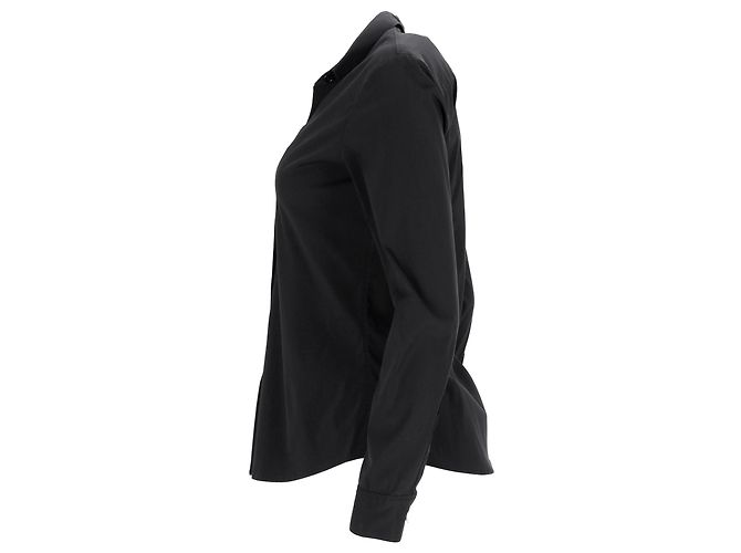 Camisa de manga larga con botón Theory en algodón negro - vista 7