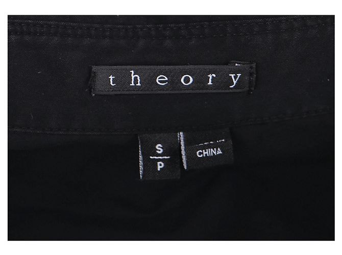 Camisa de manga larga con botón Theory en algodón negro - vista 9