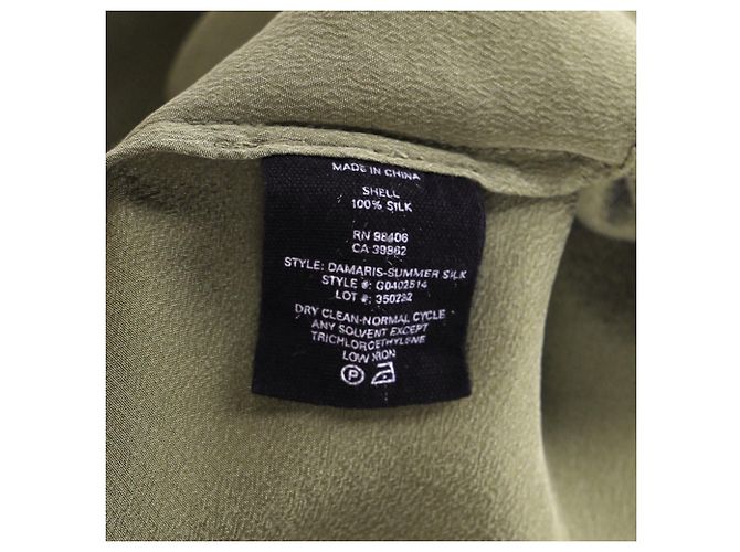 Theory Blusa de manga larga con medio botón en seda oliva Verde Verde oliva - vista 5