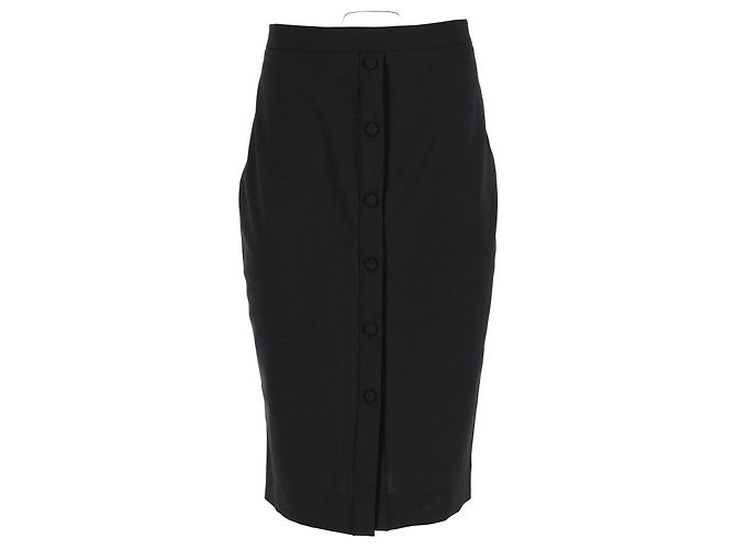 Falda lápiz midi con botones Altuzarra en lana negra Negro - vista 6