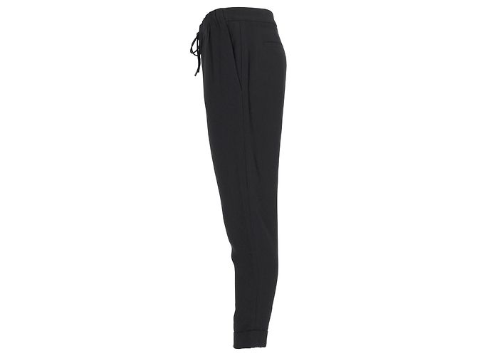 Pantalones rectos con cordón de Alexander Wang en viscosa negra Negro - vista 7