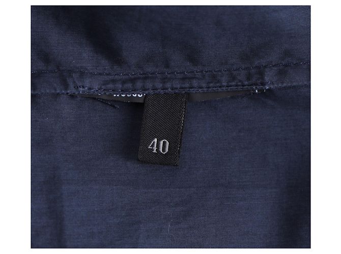 Abito camicia midi con cintura Prada in cotone blu navy - vista 10