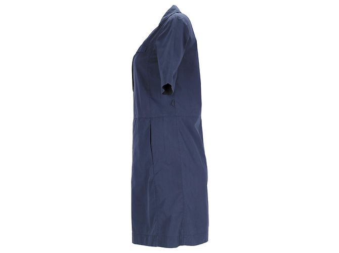 Abito camicia midi con cintura Prada in cotone blu navy - vista 2