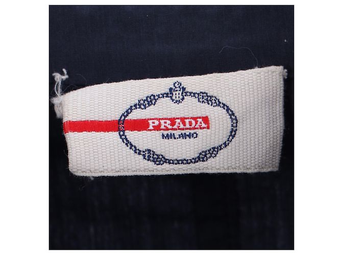 Abito camicia midi con cintura Prada in cotone blu navy - vista 4