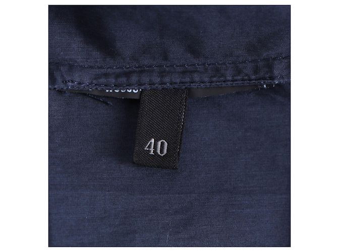 Abito camicia midi con cintura Prada in cotone blu navy - vista 5