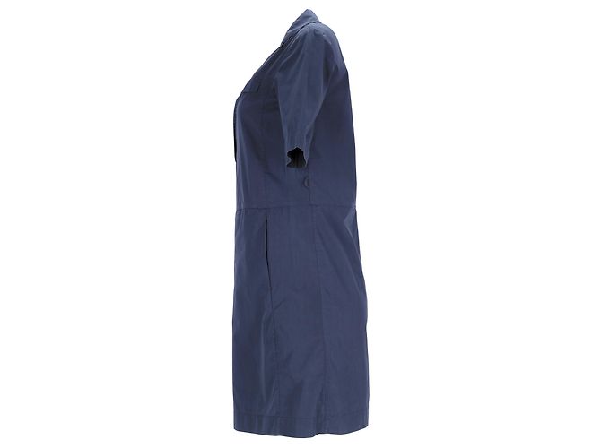 Abito camicia midi con cintura Prada in cotone blu navy - vista 7